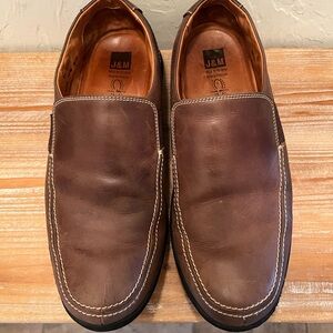 Johnston & Murphy Dark Brown Leather Slip-On Loafers. Size 10M